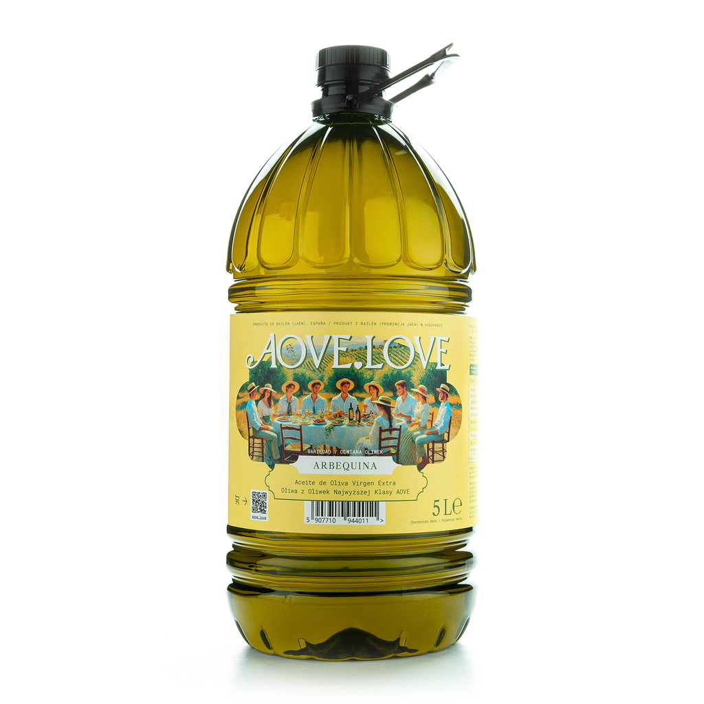 Oliwa z Oliwek Najwyższej Klasy AOVE, odmiana ARBEQUINA, garrafa 5 litrów