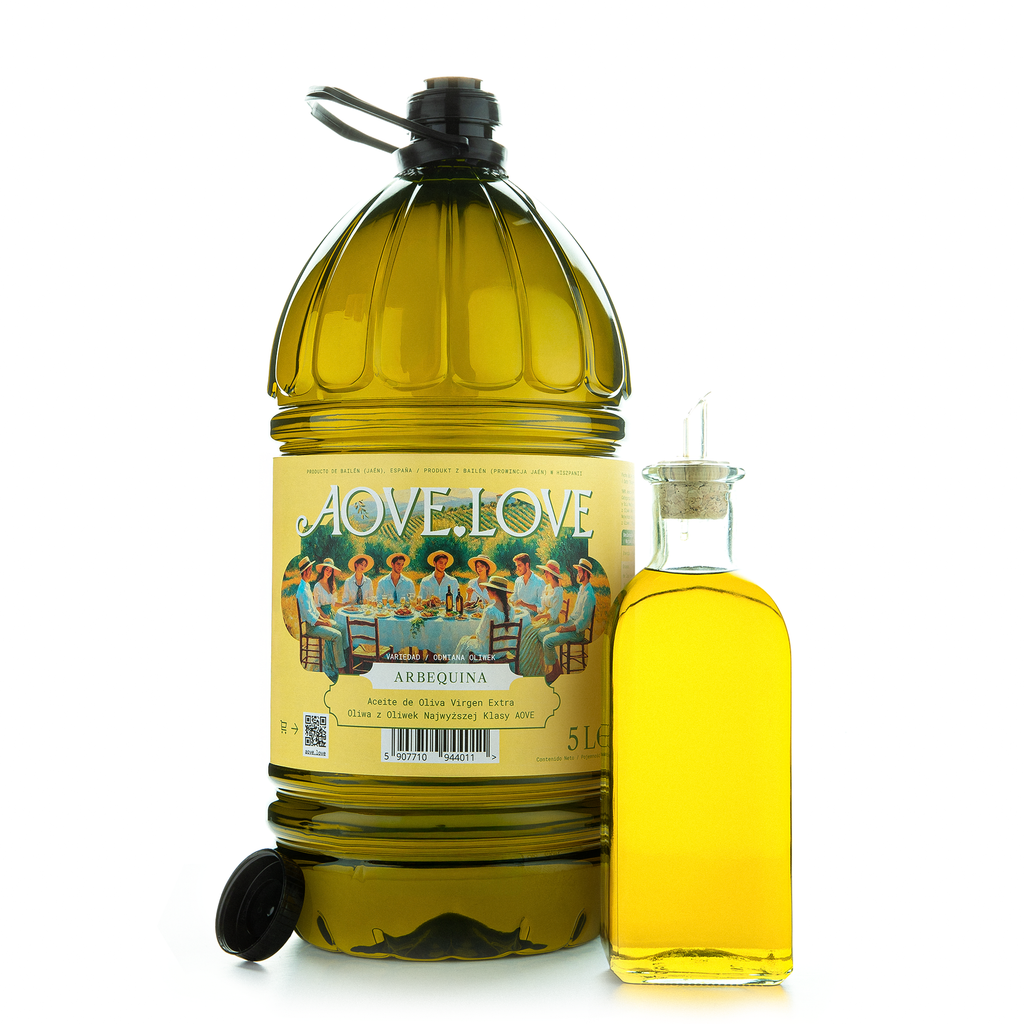 Oliwa z Oliwek Najwyższej Klasy AOVE, odmiana ARBEQUINA, garrafa 5 litrów