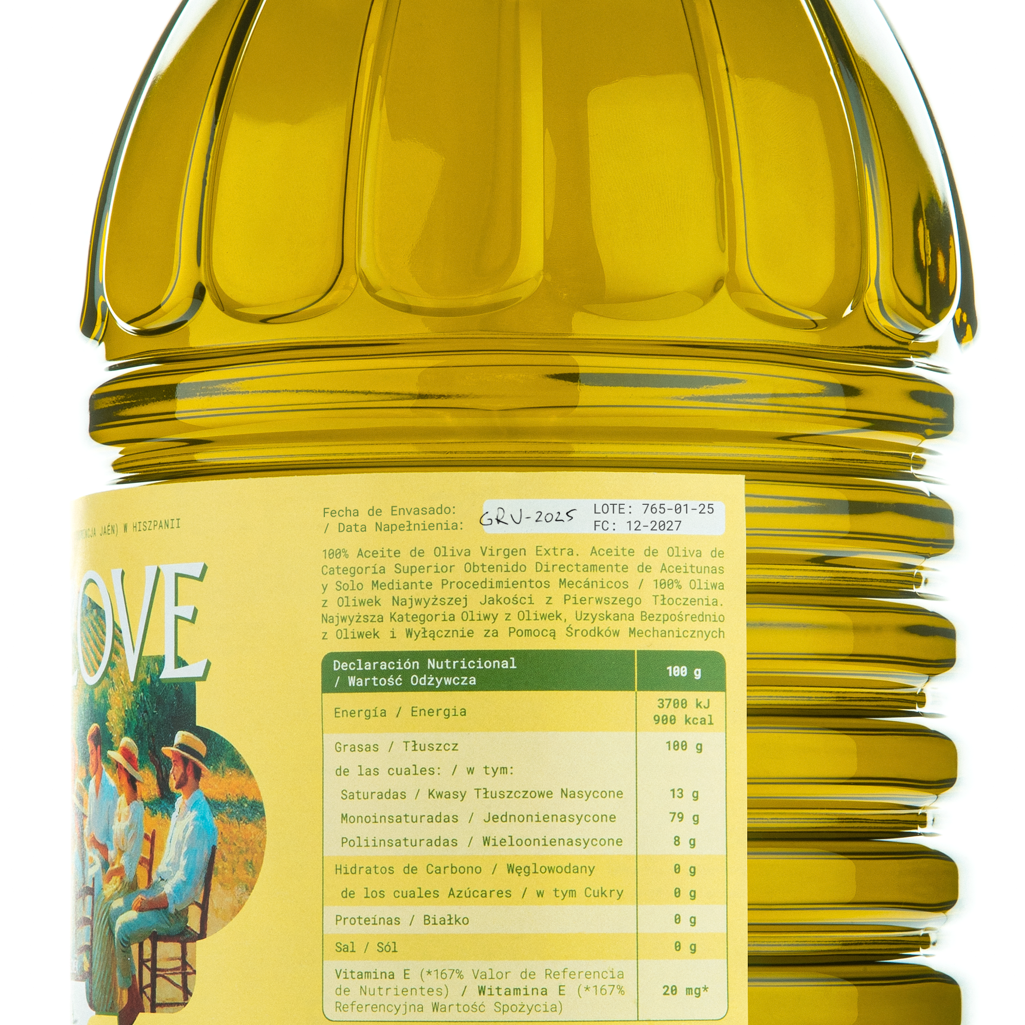 Oliwa z Oliwek Najwyższej Klasy AOVE, odmiana ARBEQUINA, garrafa 5 litrów