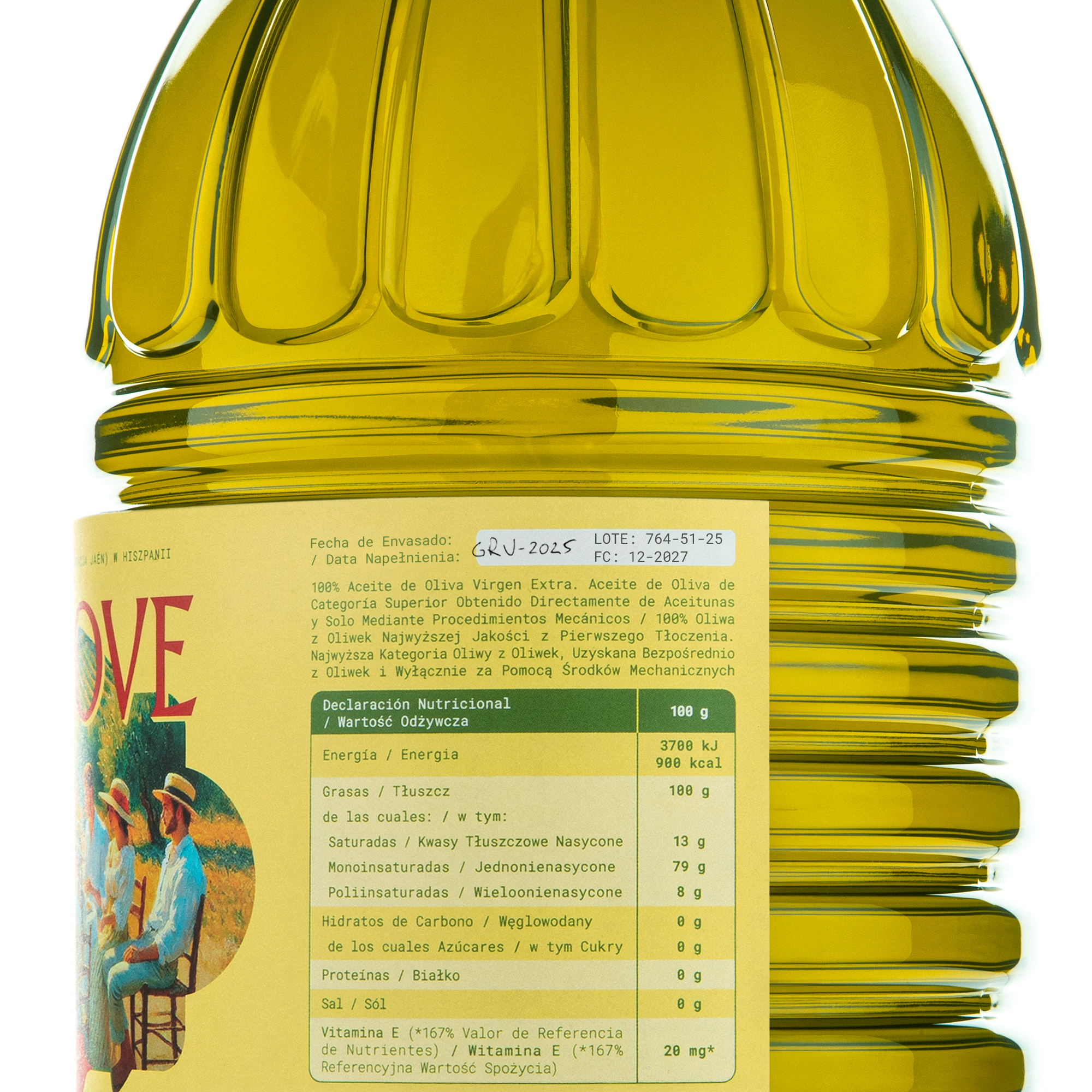 Oliwa z Oliwek Najwyższej Klasy AOVE, odmiana PICUAL, garrafa 5 litrów